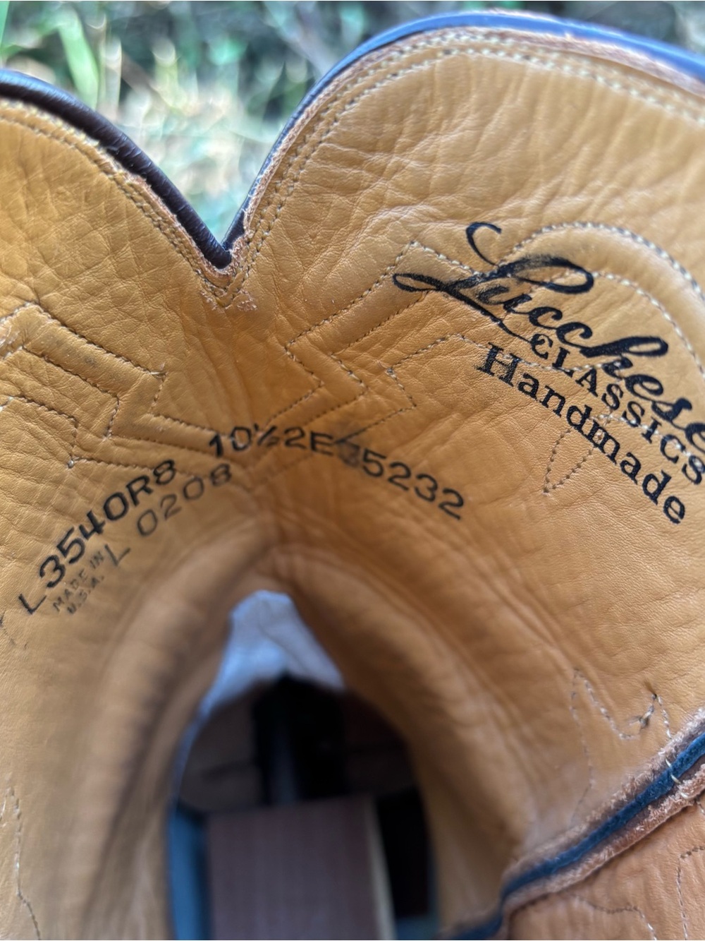 Size 10.5 - Lucchese Classics Leather Roper Boots Cognac Brown Cowboy L0208 - Picture 8 of 10